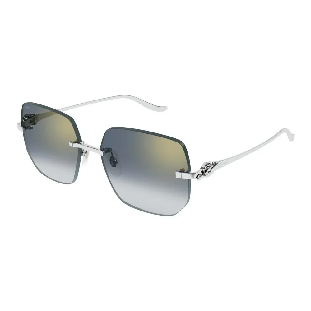Cartier CT0549S SUNGLASSES Rimless Gradient Blue Silver Metal Sunglasses